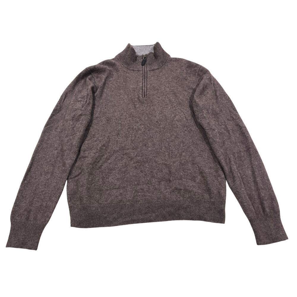 THE MEN'S STORE BLOOMINGDALE'S 100% Cashmere Quarter Zip Sweater Mens M Brown